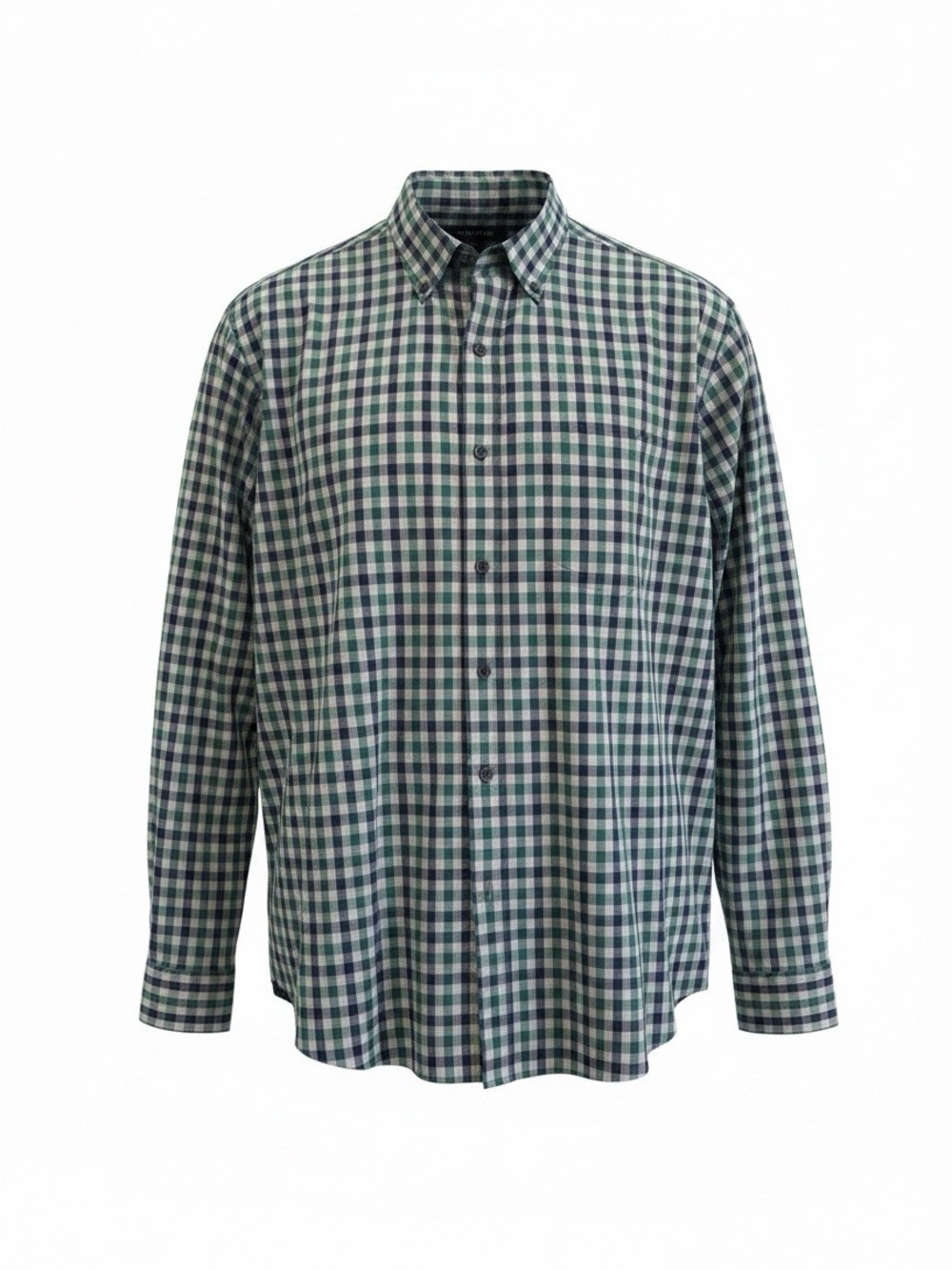 Van Heusen Green and Navy Plaid Button-Down Shirt